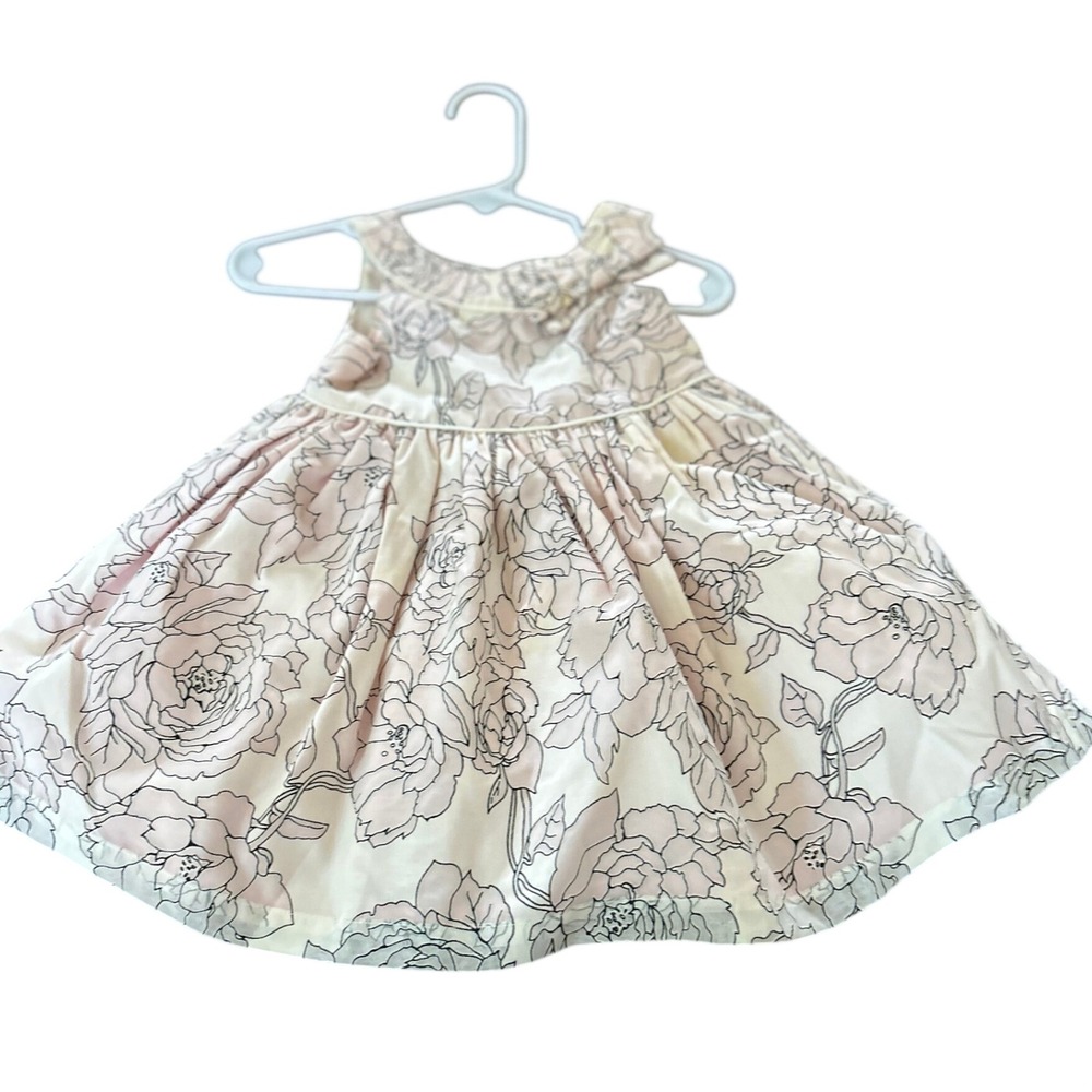 Girls Pink Floral Sleeveless Special Occasion Party Dress with Bow Detail